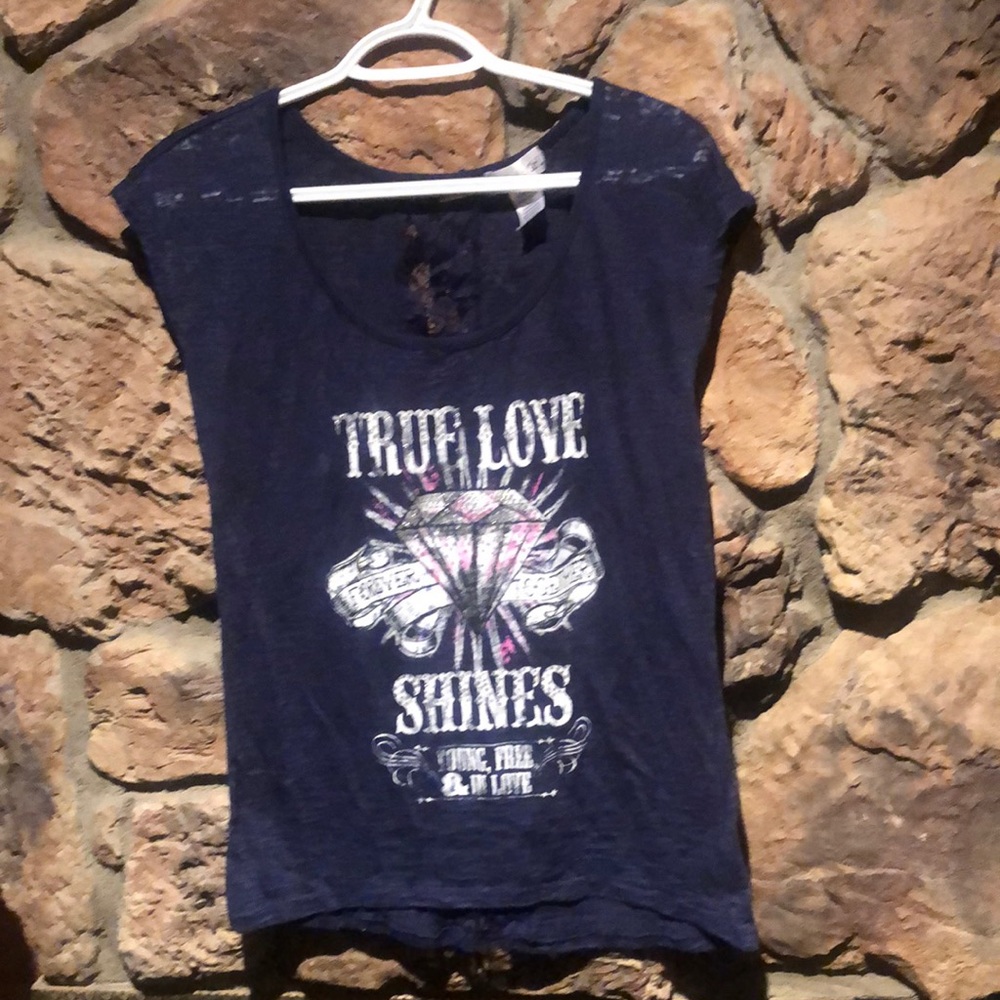 Rocker girl medium sheer blue true love shirt